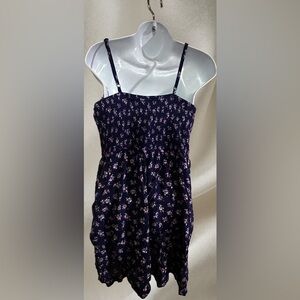 Forever 21 Navy Floral Dress with Spaghetti Straps